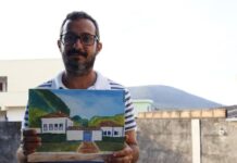 Artista busca apoio para lançar livro com aquarelas que resgatam a memória urbana de Mateus Leme